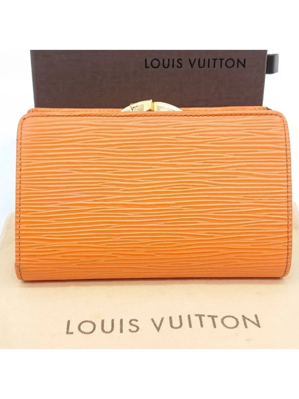 Louis Vuitton Portefeuille Viennois Folded Wallet Kiss Lock Epi Orange